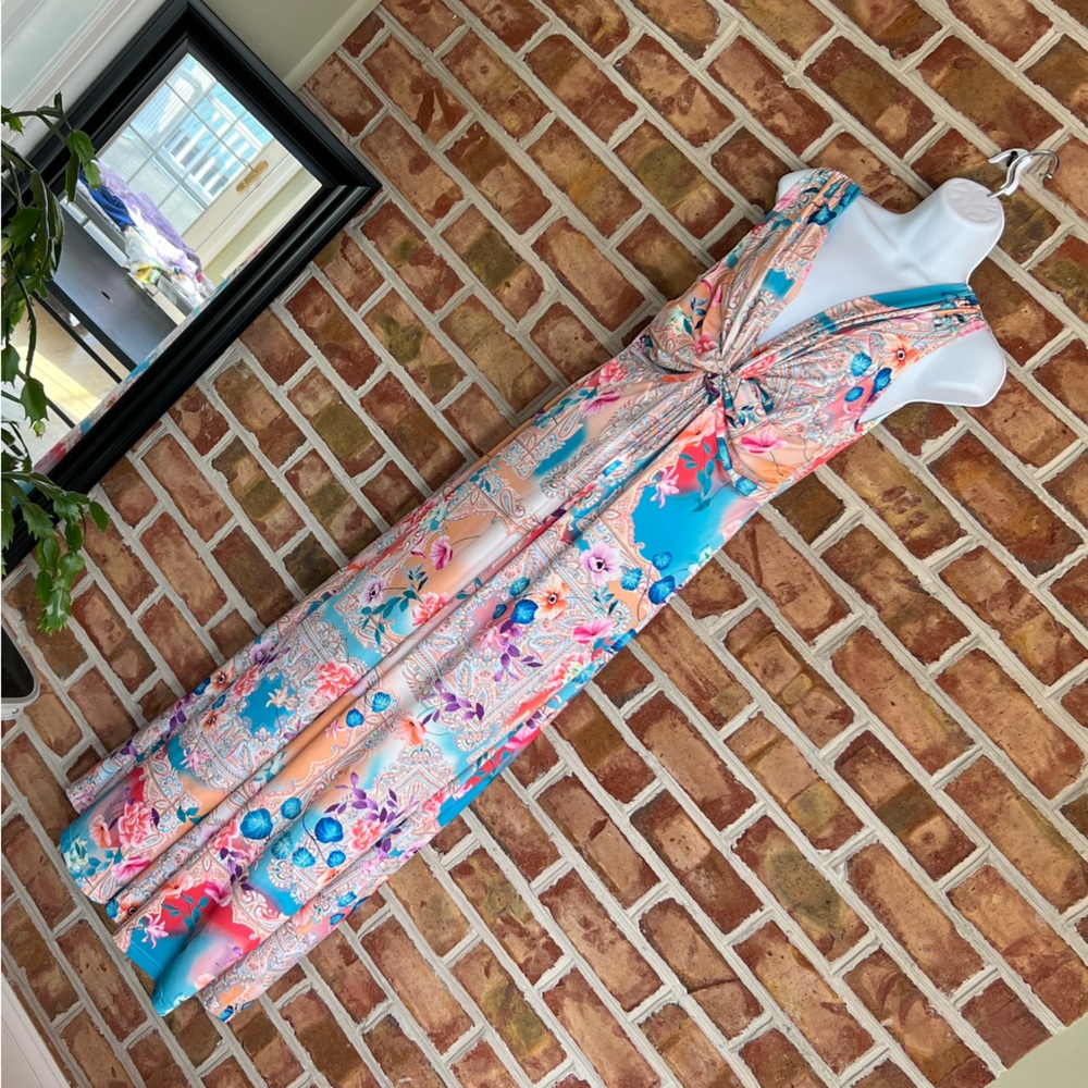 Boston Proper Multicolor Floral Stretch Maxi Dress. Small